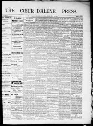 The Coeur d'Alene Press Newspaper May 21, 1892 kapağı
