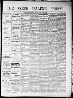 The Coeur d'Alene Press Newspaper June 11, 1892 kapağı