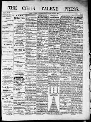 The Coeur d'Alene Press Newspaper June 18, 1892 kapağı