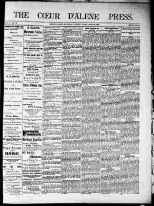 The Coeur d'Alene Press Newspaper June 25, 1892 kapağı