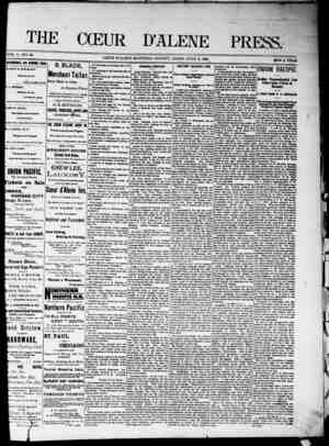The Coeur d'Alene Press Newspaper July 2, 1892 kapağı