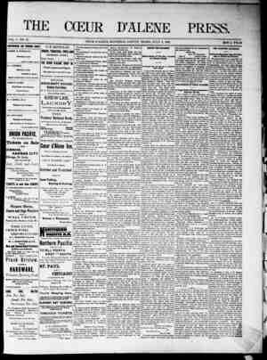 The Coeur d'Alene Press Newspaper July 9, 1892 kapağı