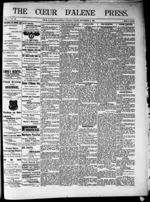 The Coeur d'Alene Press Newspaper November 5, 1892 kapağı