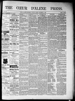 The Coeur d'Alene Press Newspaper December 3, 1892 kapağı