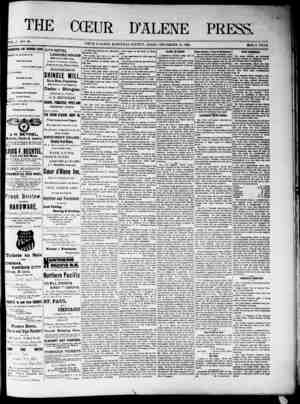 The Coeur d'Alene Press Newspaper December 10, 1892 kapağı