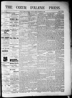 The Coeur d'Alene Press Newspaper December 24, 1892 kapağı