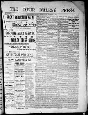 The Coeur d'Alene Press Newspaper December 31, 1892 kapağı
