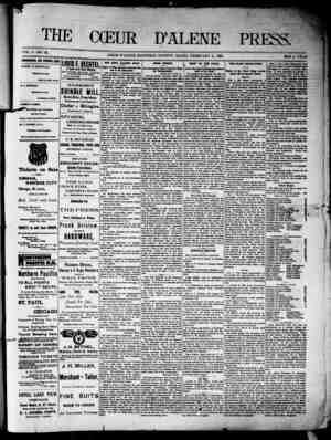 The Coeur d'Alene Press Newspaper February 11, 1893 kapağı