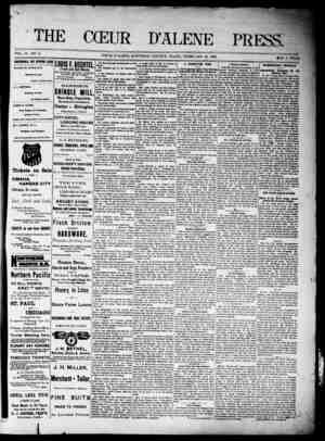 The Coeur d'Alene Press Newspaper February 25, 1893 kapağı