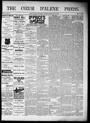 The Coeur d'Alene Press Newspaper May 27, 1893 kapağı