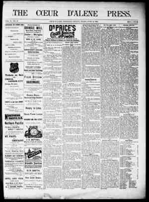 The Coeur d'Alene Press Newspaper June 10, 1893 kapağı