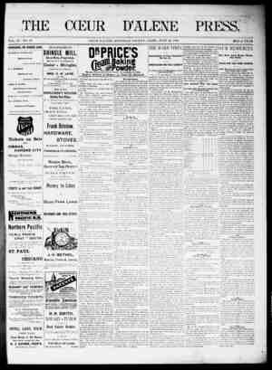 The Coeur d'Alene Press Newspaper June 24, 1893 kapağı