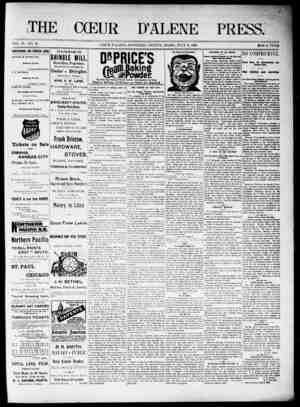 The Coeur d'Alene Press Newspaper July 8, 1893 kapağı