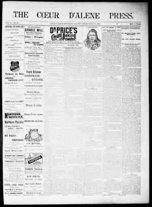 The Coeur d'Alene Press Newspaper July 15, 1893 kapağı