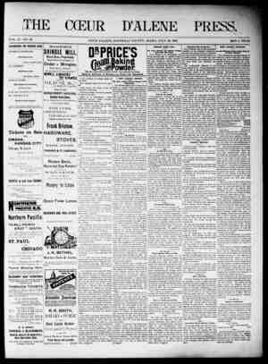 The Coeur d'Alene Press Newspaper July 29, 1893 kapağı