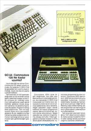    GO 64 - Commodore 128 Ne Kadar uyumlu? Uyum sözcüğü her zaman Com- meodore için bir albeni unsuru ol- muştur. Bunedenle,