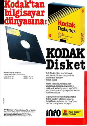  Kodak Disketleri, aşağıdaki çeşitleriyle hizmete sunulmuştur: 1.DS/DD 48 tpi 3.DS/HD 96 tpi 2. DS/DD 96 tpi 4. DS/HD 155 tpi