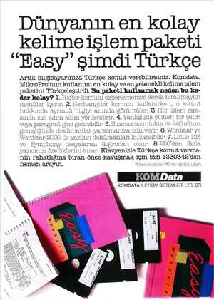  Dünyanın en kolay kelimeişlem paketi “Hasy'şimdi Türkçe Artık bilgisayarınıza Türkçe komut verebilirsiniz. Komdata,...