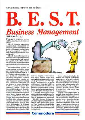 AMIGA Business Software'in Yeni Bir Ürünü: B. E.S.T. Business Man MAHMURE ÜNYELİ Fasülyelerle uğraşmayı bırakın, AMIGA sizin