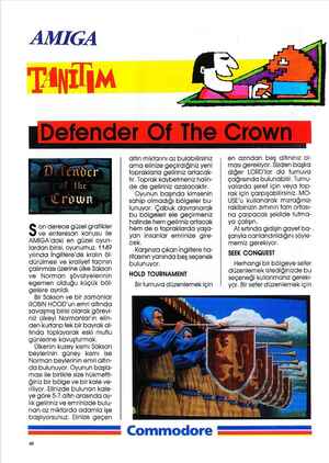    |Defender Of The Crown ÜYdE di üN the S on derece güzel grafikler ve enteresan konusu İle AMİSA'daki en güzel oyun- lardan