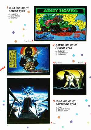  1 C-64 için en iyi Arcade oyun « a) Last Ninja b) Army Moves c) Krackout Army Moves ' 2 Amiga için en iyi Arcade oyun a)...