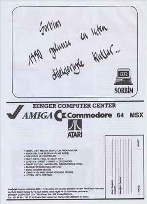    ZENGER COMPUTER CENTER J IGA CKCommodore 64 MSX A ATARI O DİSKET * AMIGA, C-64, MSX EN SON OYUN PROGRAMLARI * AMIGA 500,