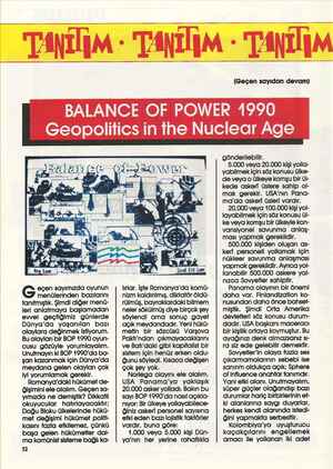    İİŞM - 'FANTİŞM - 'TANTİŞM (Geçen sayıdan devam) BALANCE OF POWER 1990 Geopolitics in the Nuclear Age | eçen sayımızda...