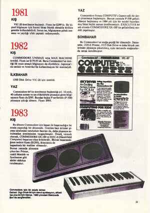  1981 VIC-20 lırelılmeye başlandı. Fiyatı ise $299'dı. Bir ki- şisel bilgisayar için hacmi biraz büyük olmakla birlikte...