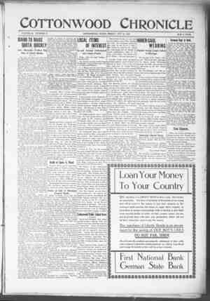 Cottonwood Chronicle Newspaper October 12, 1917 kapağı