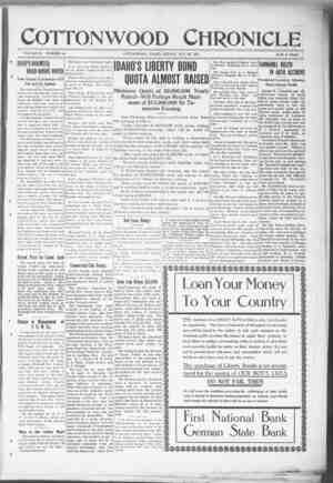 Cottonwood Chronicle Newspaper October 26, 1917 kapağı