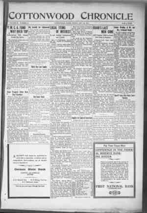 Cottonwood Chronicle Newspaper November 23, 1917 kapağı