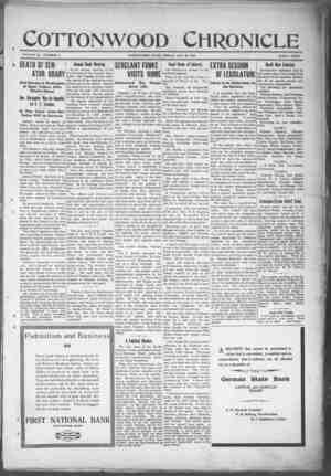 Cottonwood Chronicle Newspaper January 18, 1918 kapağı