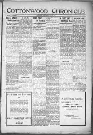 Cottonwood Chronicle Newspaper January 25, 1918 kapağı