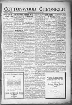 Cottonwood Chronicle Newspaper February 8, 1918 kapağı