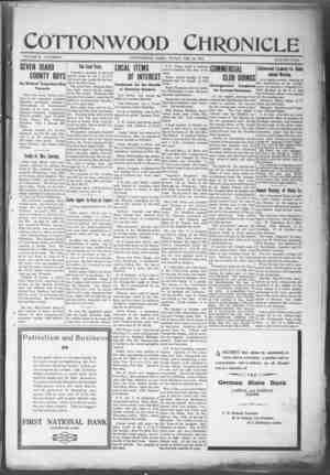 Cottonwood Chronicle Newspaper February 15, 1918 kapağı