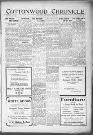 Cottonwood Chronicle Newspaper February 22, 1918 kapağı