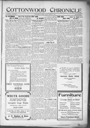 Cottonwood Chronicle Newspaper March 1, 1918 kapağı