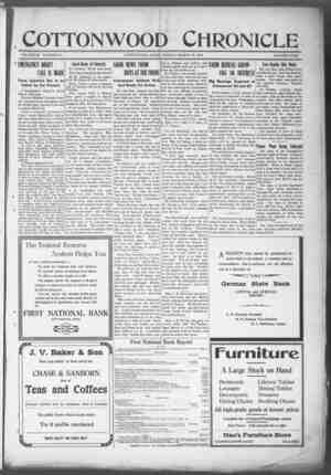 Cottonwood Chronicle Newspaper March 15, 1918 kapağı