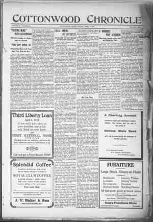 Cottonwood Chronicle Newspaper April 5, 1918 kapağı