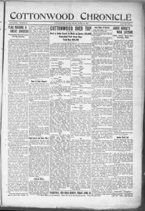 Cottonwood Chronicle Newspaper April 19, 1918 kapağı