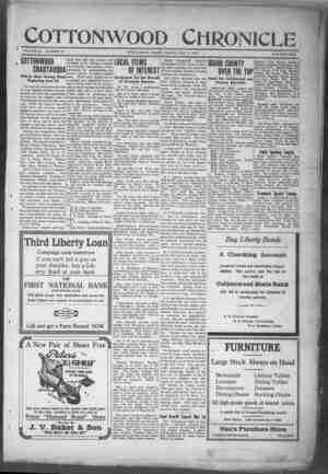 Cottonwood Chronicle Newspaper May 3, 1918 kapağı