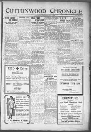 Cottonwood Chronicle Newspaper May 17, 1918 kapağı