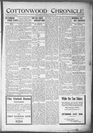 Cottonwood Chronicle Newspaper May 31, 1918 kapağı