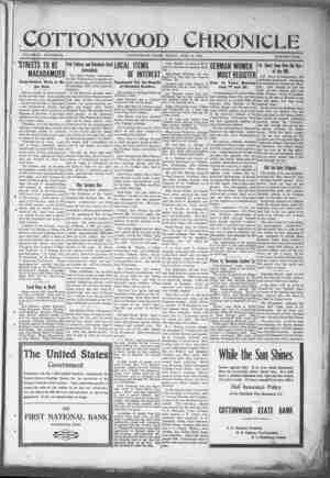 Cottonwood Chronicle Newspaper June 14, 1918 kapağı