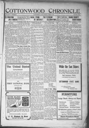 Cottonwood Chronicle Newspaper June 21, 1918 kapağı
