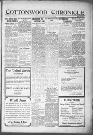 Cottonwood Chronicle Newspaper July 5, 1918 kapağı