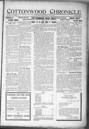 Cottonwood Chronicle Newspaper July 19, 1918 kapağı