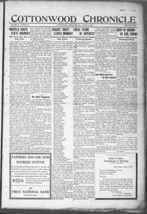 Cottonwood Chronicle Newspaper August 2, 1918 kapağı