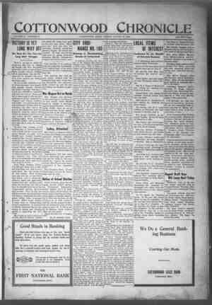 Cottonwood Chronicle Newspaper August 23, 1918 kapağı