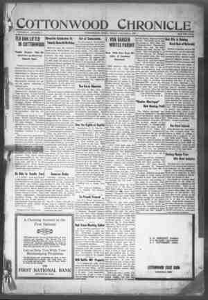 Cottonwood Chronicle Newspaper January 3, 1919 kapağı